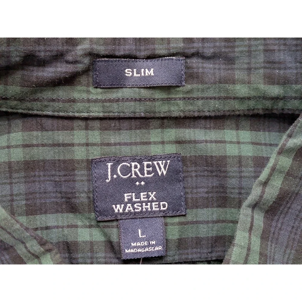 J. Crew Factory Slim flex casual shirt Mens Large Forest Black‎ NWT $89 BI050